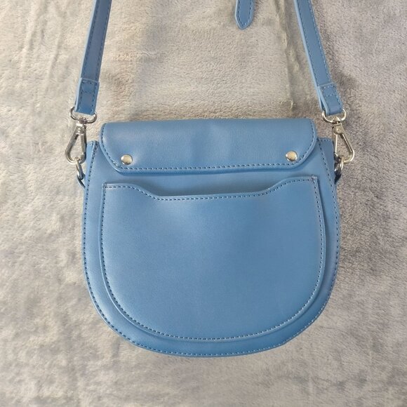 BONA Blue Faux Leather Crossbody Bag Purse Adjustable Strap Card Slots Small - Picture 7 of 12